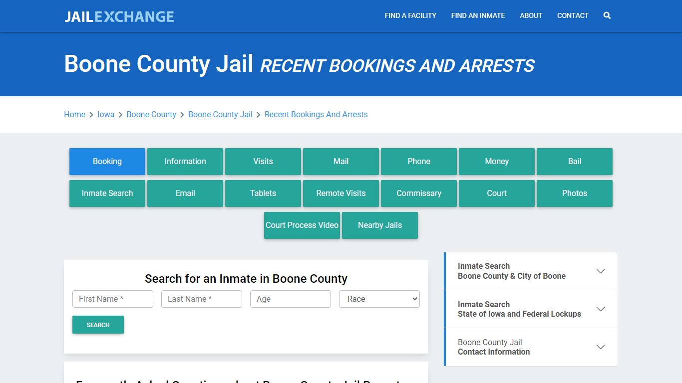 Boone County Jail IA Recent Arrests and Bookings - Jail Exchange